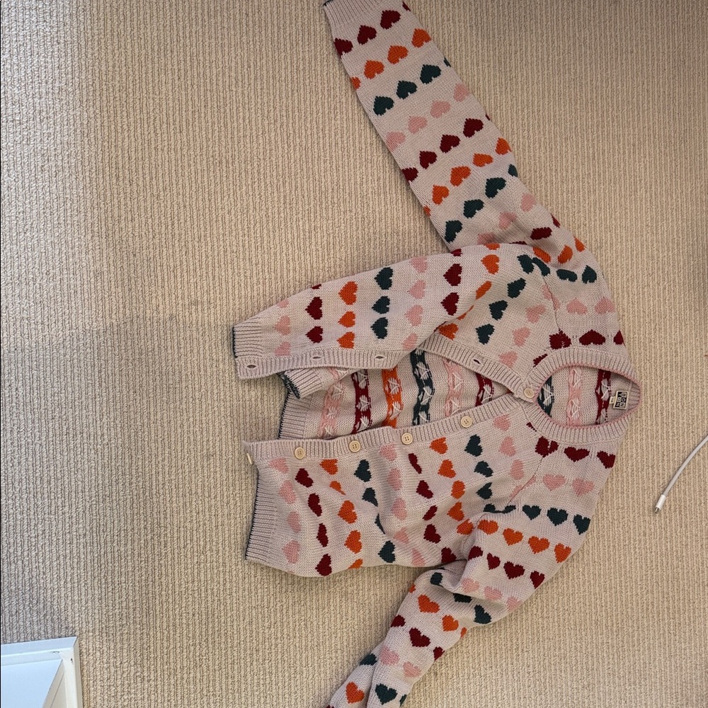 Kids Heart-Print Pink Cardigan Jacket